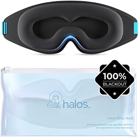 100% Blackout Sleep Masks for Women & Men - Zero Eye Pressure Eye Mask for Sleeping -Our Halo Sleep Mask Includes a Storage Pouch- Black Eye Mask for Travel or Blindfold