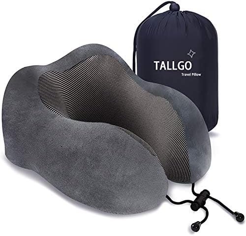 Travel Pillow, Best Memory Foam Neck Pillow Head Support Soft Pillow for Sleeping Rest, Airplane Car & Home Use (Grey)