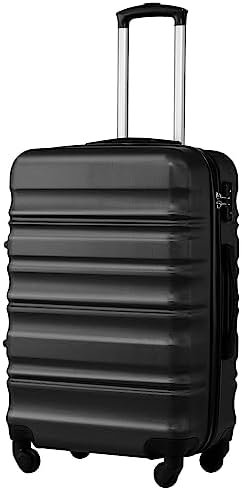 COOLIFE Suitcase Trolley Carry On Hand Cabin Luggage Hard Shell Travel Bag Lightweight with TSA Lock and 2 Year Warranty Durable 4 Spinner Wheels (S(56cm 38L), Black)