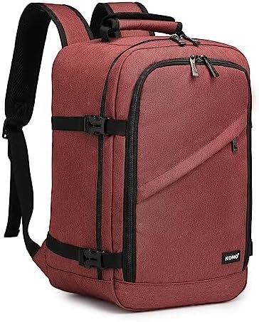 Kono Carry On Backpack 40x20x25 Under Seat Ryanair Cabin Flight Bag Travel Hand Luggage Shoulder Bag 20L (Red)