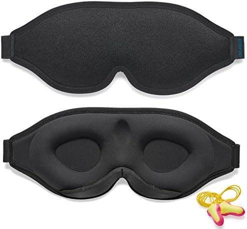 2023 Innovative Sleep Mask for Men and Women, Trilancer 3D 100% Light Blocking Design, Comfortable Eye mask, Blackout Blindfold for Sleeping, Nap, Meditation, Travel, with Earplugs (Black)