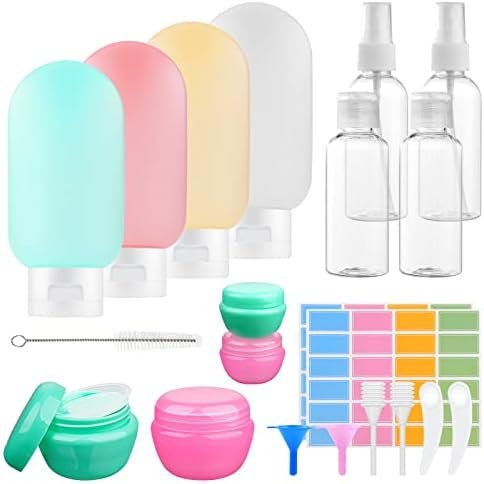 22Pcs Travel Bottles Set for Toiletries, Leak-Proof Silicone Travel Containers, 80ml&60ml Empty Plastic Squeeze Bottles Travel Accessories for Toiletries, Shampoos, Conditioner and Lotion (BPA Free)