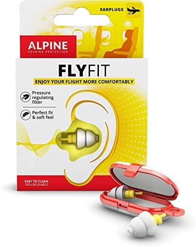 Alpine FlyFit Ear Plugs - Regulates air pressure to prevent eardrum pain - Soft filters designed for travel - Comfortable hypoallergenic material - Reusable earplugs