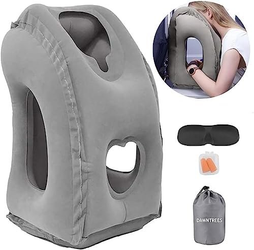 DAWNTREES Inflatable Travel Pillow for Airplane, Neck Air Pillow for Sleeping to Avoid Neck and Shoulder Pain, Comfortably Support Head, Used for Airplane, Car, Bus and Office…