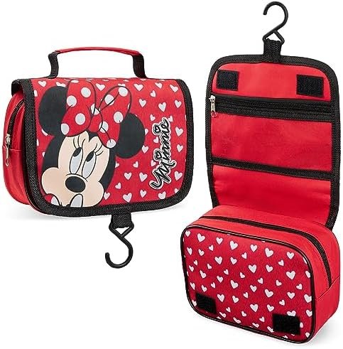 Disney Stitch Hanging Toiletry Bags for Women Teenagers Girls Minnie Mouse Cosmetic Bag Travel Accessories Stitch Gifts (Red Minnie)