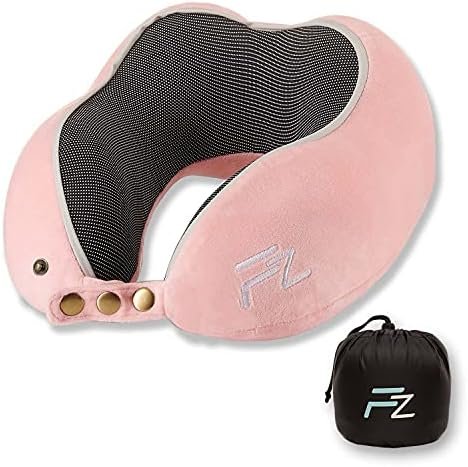 FLOWZOOM Kids Travel Pillow from Neck Pillow For Travel Kids | Travel Pillow Kids | Kids Neck Pillow for Car & Plane | Kids Neck Pillows For Travel | Memory Foam Pillow For Kids | COMFY KIDS Pink