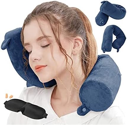 Hxcxrst travel pillow-Twist memory Foam Neck Pillow Support Pillow, used for neck, chin, waist and leg support-suitable for home travel, airplanes, buses, trains，Adjustable, Bendable Roll Pillow