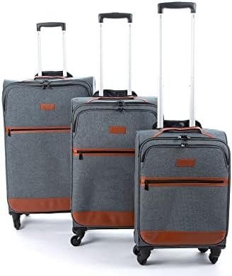 JCB Lightweight 4 Wheel Grey Suitcase Luggage Travel Cabin Bag, Easy Roll Suitcase - Grey 28"