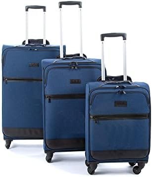 JCB Lightweight 4 Wheel Navy Suitcase Luggage Travel Cabin Bag, Easy Roll Suitcase - Navy 28"