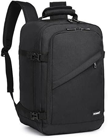 Kono Carry On Backpack 40x20x25 Under Seat Ryanair Cabin Flight Bag Travel Hand Luggage Shoulder Bag 20L (Black)