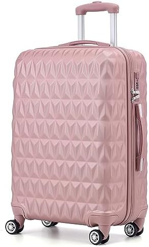 Large Lightweight ABS Hard Shell Travel Hold Check in Luggage Spinner Suitcase with 4 Wheels (Rose Gold)