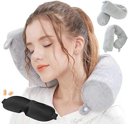 Lucear Twist Memory Foam Travel Pillow Neck, Chin, Lumbar Leg Support Traveling on Airplane, Bus, Train at Home