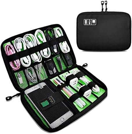 OrgaWise Accessories Bag Travel Electronics Organiser Case for Power Bank, Charging Cable,Tablet, ect (Black)