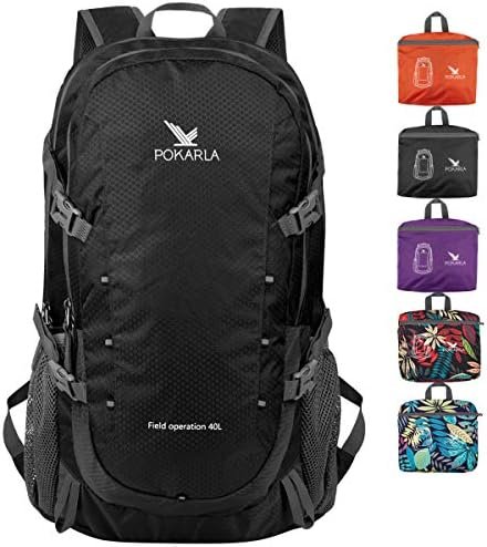 POKARLA 40L Lightweight Packable Backpack Hiking Daypack Walking Rucksack Foldable Camping Sports Outdoor Knapsack for Women Men