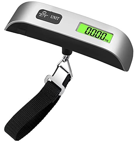 Pjp Electronics Travel Luggage Scale, Digital Luggage Weighing Scales for Suitcase with Temperature Reading 50 Kg Capacity (Silver)