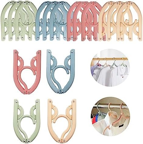 Portable Travel Hangers, Portable Clothes Hangers Save Space, 16 PCS Folding Plastic Clothes Hanger Multifunction Travel Accessories for Holiday Camping and Home Travel Outdoor Camping