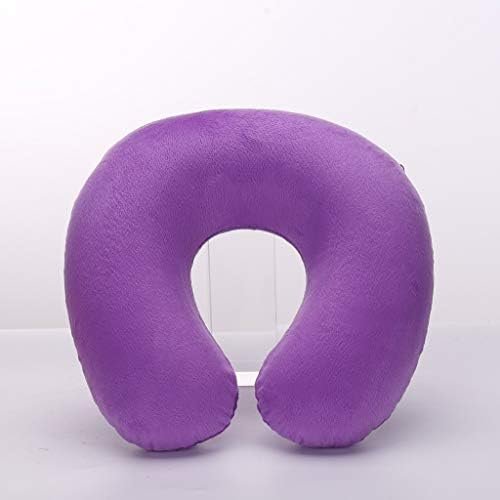 Short plush coat PVC pillow core inflatable pillow outdoor travel pillow U-shaped pillow Inflatable Blow up Neck Pillow for Holiday and Travel Comfort. Compact and Light for Easy Storage【Puple】