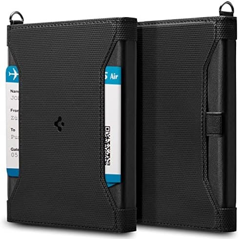 Spigen Passport and Vaccine Card Holder Combo Passport Wallet Travel Documents Organizer Protector Passport Holder Travel Accessories with RFID Blocking Technology SIM Card Pin Included - Black