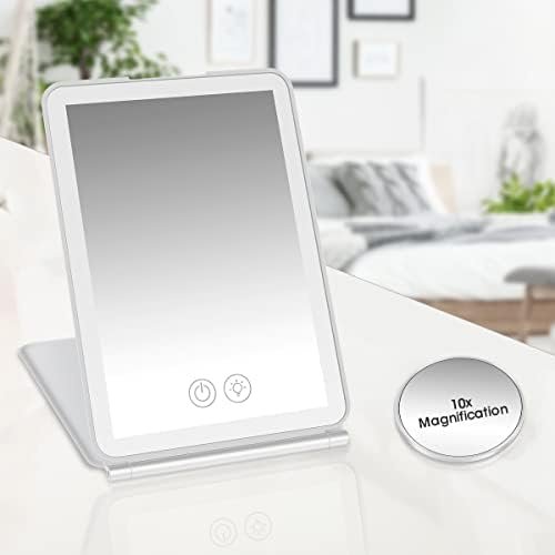 Touch Screen Makeup Mirror with 56LED Lights & 3 Color Lights,USB Rechargeable Cosmetic Mirror Portable Cosmetic Mirror Travel Accessories for Women Girls