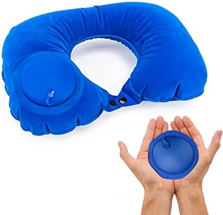 Travel Pillow, Inflatable Neck Pillow, Inflatable Travel Pillow, Inflatable U Shape Pillow, Travel Neck Pillow with Pressing Inflation Pump Suitable for Sleep Rest, Airplane, Car, Office and Outdoor