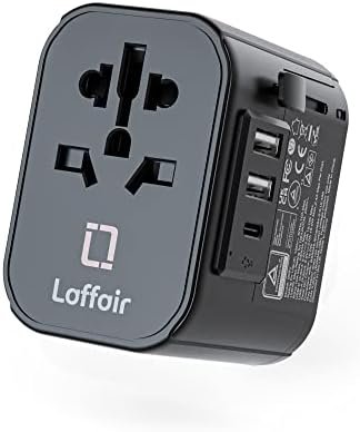 Universal Travel Adapter Worldwide by Laffair - Travel Plug Adapter Worldwide Travel Adapter - 150+ Countries USB-C & USB Ports International Travel Adapter (Black)