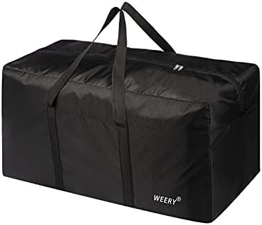 WEERY Large Travel Duffle Bag, 96L Extra Waterproof Holdall Lightweight Foldable Duffel Bag for Men Women, Black