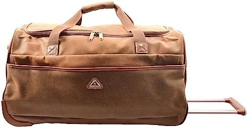 Wheeled Holdall Travel Roller Duffle Mid Size Bag Weekend Luggage HOL062 Coffee Red (Coffee)