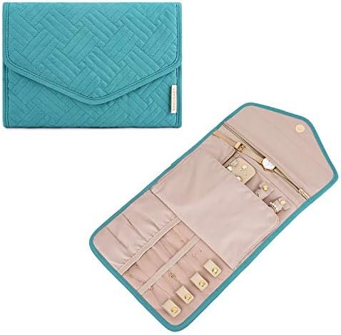 bagsmart Travel Jewellery Organiser Roll Foldable Jewelry Case for Journey-Rings, Necklaces, Bracelets, Earrings (Small-Lake Blue)