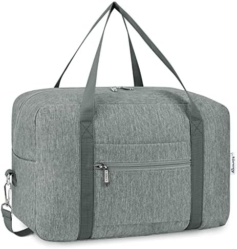 for Ryanair Airlines Underseat Cabin Bag 40X20X25 Foldable Travel Duffel Bag Holdall Tote Carry on Luggage Overnight for Women and Men 20L (Grey (with Shoulder Strap))